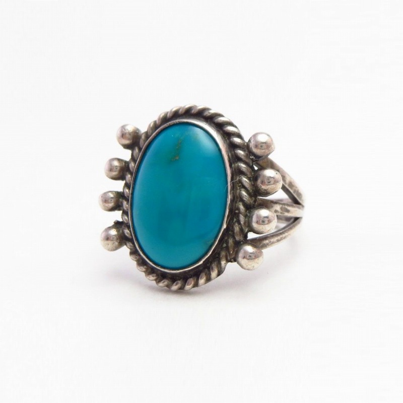 【UITA22】Vtg Navajo Hi-Grade Blue Gem Turquoise Ring  c.1950