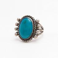 【UITA22】Vtg Navajo Hi-Grade Blue Gem Turquoise Ring  c.1950