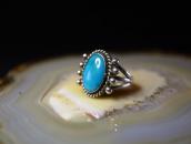 【UITA22】Vtg Navajo Hi-Grade Blue Gem Turquoise Ring  c.1950