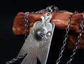 Antique Stamped Thunderbird Shape Fob Silver Necklace c.1940