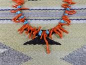 Old Single Strand Branch Coral & Turquoise Necklace  c.1975～