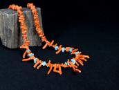 Old Single Strand Branch Coral & Turquoise Necklace  c.1975～