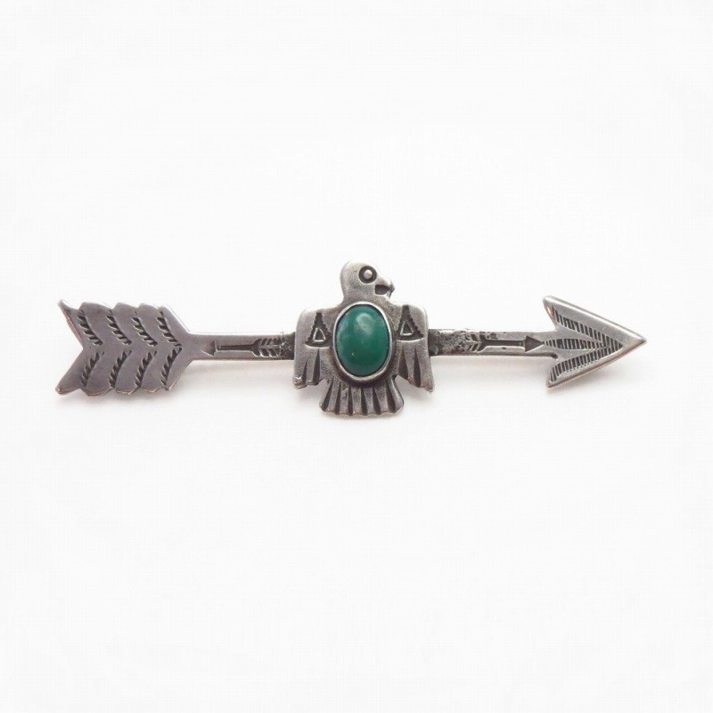 Antique Stamped Arrow & Thunderbird Shape Silver Pin c.1930～