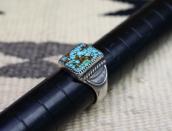 Antique Navajo Ring in Silver w/Rect. Gem Turquoise  c.1930～