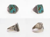 Antique Navajo Ring in Silver w/Rect. Gem Turquoise  c.1930～