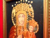 Antique Bamboo Collage Icon of a Mother of God