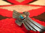 Antique Thunderbird Shape Stamped Silver Pin w/Gem TQ c.1930