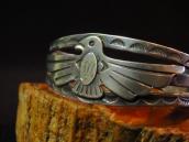 Antique Thunderbird 『M』 Engraved Silver Cuff Bracelet c.1940