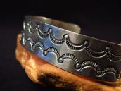 【Fred Thompson】 Vintage Navajo Stamped Silver Cuff  c.1965～