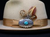 Atq Navajo Stamped Ingot Slv Pin&Top w/Gem Turquoise c.1940～