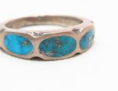 Vintage Zuni Morenci Turquoise Inlay Silver Ring  c.1950～