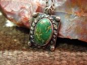 Antique Tourist Jewelry Small Fob Necklace w/Green TQ c.1930