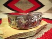 Antique Thunderbird Patched & Stamped Cuff Bracelet  c.1940