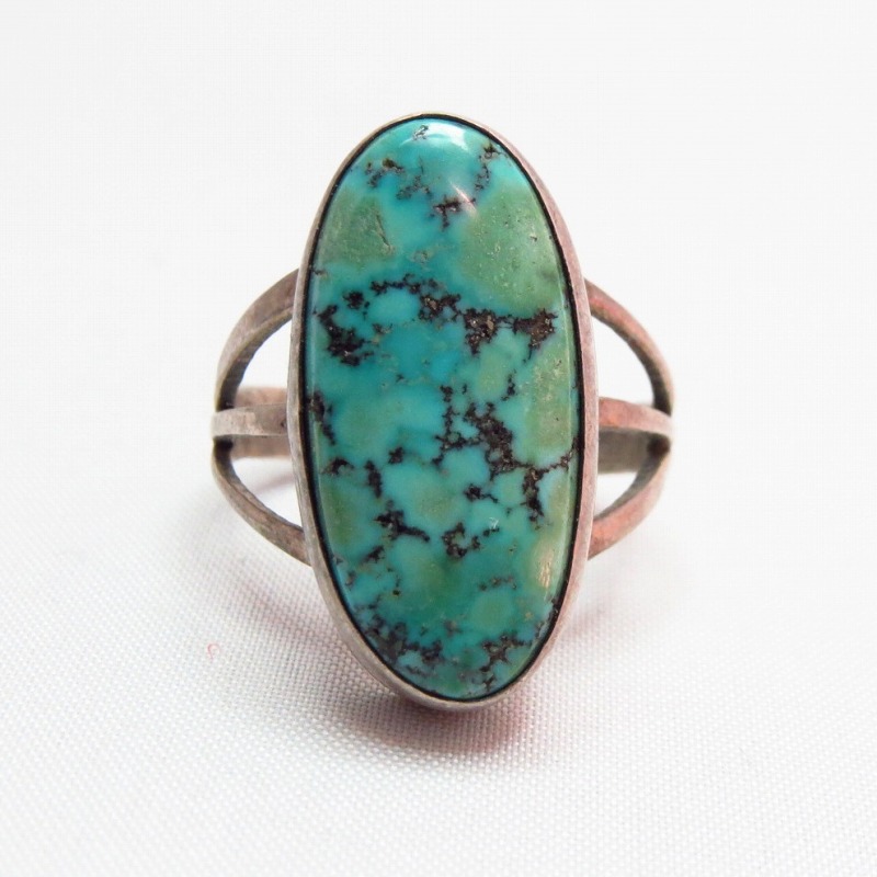 Old Pawn Split Ring with Morenci Turquoise