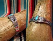 Antique Two Thunderbird Patched Cuff Bracelet w/TQ  c.1930～