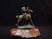 Vtg Bronze Indian Riding Horse Small Statue Object  c.1948