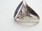 Vtg Navajo Silver Men's Ring w/Black PetrifiedWood  c.1950～