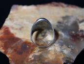 Vtg Navajo Silver Men's Ring w/Black PetrifiedWood  c.1950～