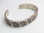 Antique Bias Stamped Ingot Silver Cuff Bracelet  c.1930～