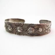Antique Repoussé & Thunderbird Stamped Cuff Bracelet c.1930～