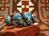 Vintage Navajo High Grade Number 8 Turquoise Row Cuff c.1950