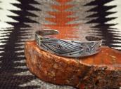 Antique Navajo 卍 Stamped Ingot Silver Cuff Bracelet  c.1925～