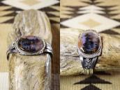 Vintage Navajo Arrows Applique Cuff w/PetrifiedWood  c.1940～