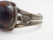 Vintage Navajo Arrows Applique Cuff w/PetrifiedWood  c.1940～