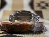 Vintage Navajo Arrows Applique Cuff w/PetrifiedWood  c.1940～