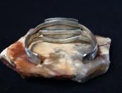 Vintage Navajo Arrows Applique Cuff w/PetrifiedWood  c.1940～