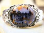 Vintage Navajo Arrows Applique Cuff w/PetrifiedWood  c.1940～