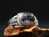 Vintage Navajo Arrows Applique Cuff w/PetrifiedWood  c.1940～