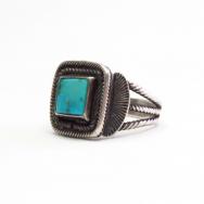 Antique Navajo Twisted Wire Shank Ring w/Square TQ  c.1940