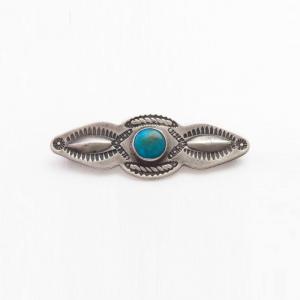 Antique Navajo Stamped Small Pin w/BlueGem Turquoise c.1940～