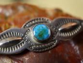 Antique Navajo Stamped Small Pin w/BlueGem Turquoise c.1940～