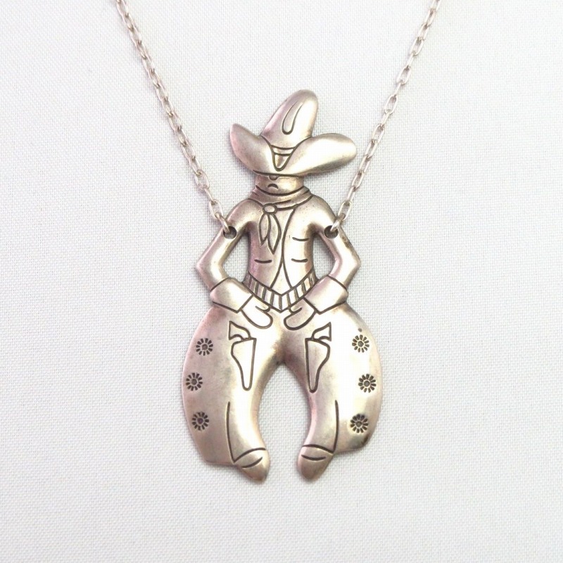 Vintage 【BELL TRADING】 Cowboy Shaped Fob Necklace  c.1950～