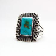 Antique Split Shank Ring w/Square Blue Gem TQ  c.1940