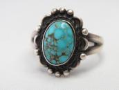 Antique Silver Tourist Ring w/Brown Web Turquoise  c.1940～