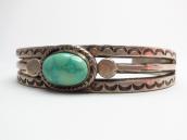 Antique Split Shank Ingot Silver Cuff Bracelet w/TQ  c.1940～