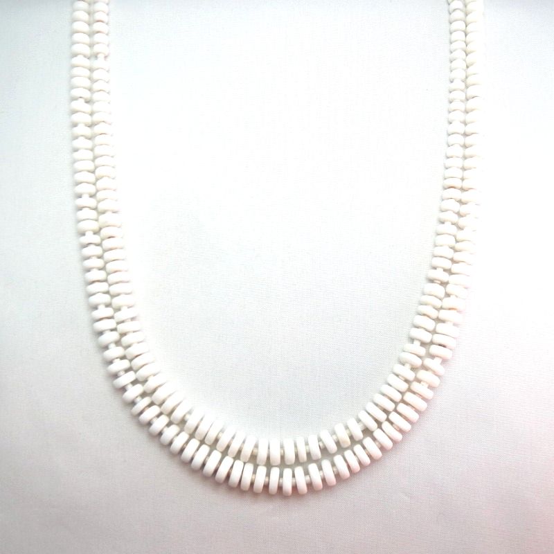 OLDPAWN White Shell Beads 2 Strand Heishi Necklace 2 c.1970～