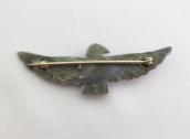 Antique Thunderbird Shaped Silver Pin w/Green TQ  c.1930～