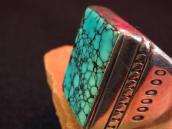 Mark Chee Navajo Vintage Square Turquoise Huge Ring  c.1950～