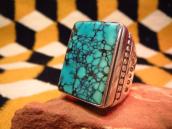 Mark Chee Navajo Vintage Square Turquoise Huge Ring  c.1950～