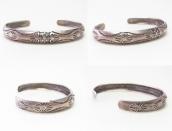 【Ganscraft】Atq Repouse & Stamped Silver Domed Cuff  c.1930～
