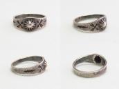Antique Shell Repouse & Stamped Narrow Silver Ring  c.1930～