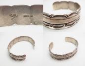 Allen Pooyouma Hopi Stamped Silver Cuff Bracelet  c.1940