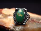 Antique Stamped Silver Small Tourist Ring w/Green TQ c.1935～