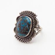 Vtg Pueblo or Navajo Hi-Grade Persian Turquoise Ring  c.1950