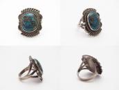 Vtg Pueblo or Navajo Hi-Grade Persian Turquoise Ring  c.1950