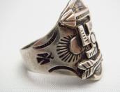 Antique 卍 Whirling Log & Arrows Patched Silver Ring  c.1930